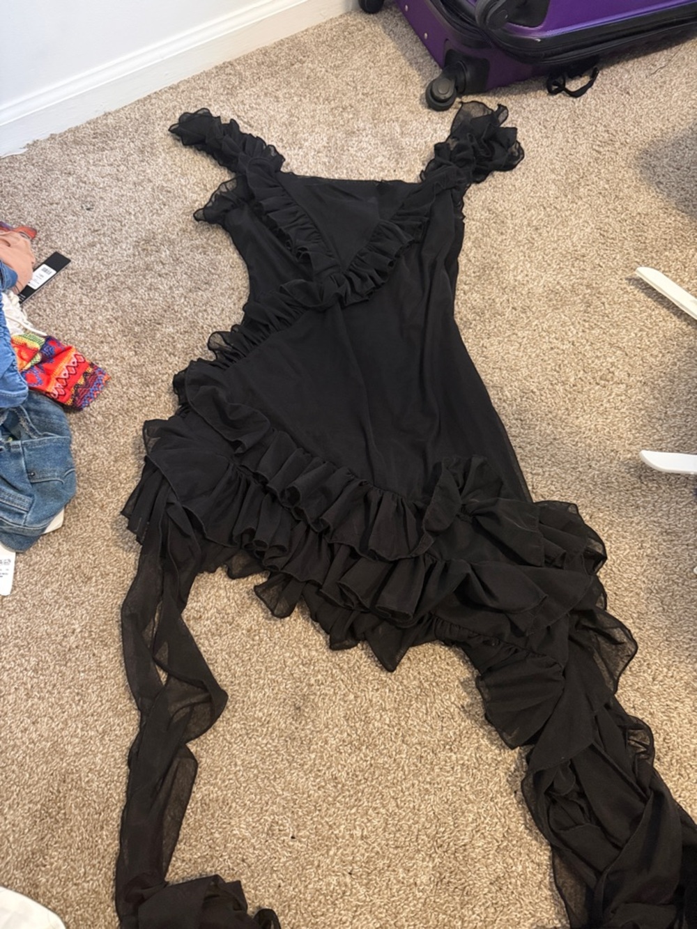 Fashion Nova Black Ruffle Mini Dress